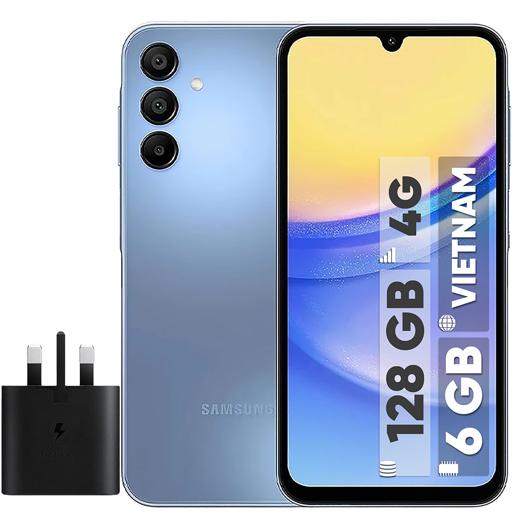 گوشی موبایل سامسونگ مدل Galaxy A15 دو سیم کارت ظرفیت 128 گیگابایت و رم 6 گیگابایت به همراه شارژر سامسونگ – ویتنام