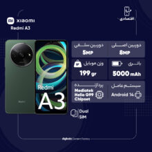 گوشی موبایل شیائومی مدل Redmi A3 دو سیم کارت ظرفیت 64 گیگابایت و رم 3 گیگابایت