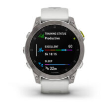 ساعت هوشمند گارمین مدل Epix gen 2 sapphire دارای قابلیت های صفحه نمایش رنگی، صفحه نمایش لمسی، کنترل موسیقی (Music Player) بند سیلیکون