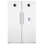 یخچال فریزر دوقلو 40 فوت پاکشوما مدل RTRA-RTFA 900 W، دارای فیلتر تصفیه آب و یخساز اتوماتیک، با ارتفاع 187، پهنای 146 و عمق 59 سانتی متر، میزان مصرف انرژی A+، دارای 5 طبقه در یخچال و 4 کشو در فریزر