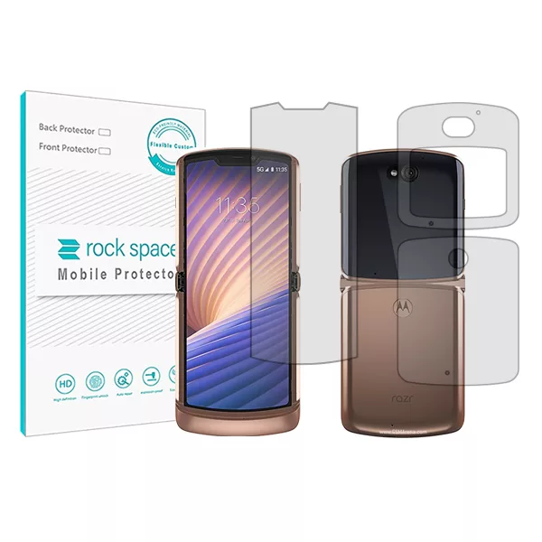 محافظ صفحه نمایش شفاف راک اسپیس مدل HyGEL مناسب برای گوشی موبایل موتورولا Razr 5G به همراه محافظ پشت گوشی محافظ صفحه نمایش شفاف راک اسپیس مدل HyGEL مناسب برای گوشی موبایل موتورولا Razr 5G به همراه محافظ پشت گوشی
