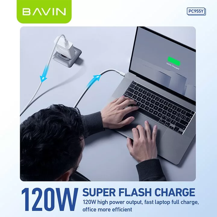 شارژر دیواری 120 وات باوین مدل PC955Y Fast Charging