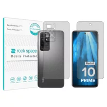 محافظ صفحه نمایش مات راک اسپیس مدل HyMTT مناسب برای گوشی موبایل   شیائومی Redmi 10 Prime 2022 به همراه محافظ پشت گوشی