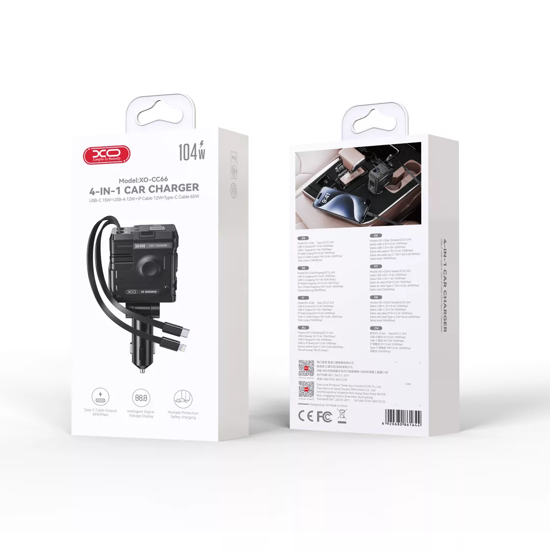 شارژر فندکی 104 وات ایکس او مدل xo-cc66