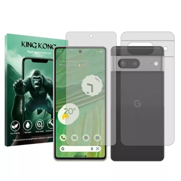 محافظ صفحه نمایش شفاف کینگ کونگ مدل Tough مناسب برای گوشی موبایل گوگل Pixel 7  به همراه محافظ پشت گوشی