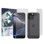 محافظ صفحه نمایش شفاف ولف مناسب برای گوشی موبایل اپل iPhone 16 Pro Max به همراه محافظ پشت گوشی