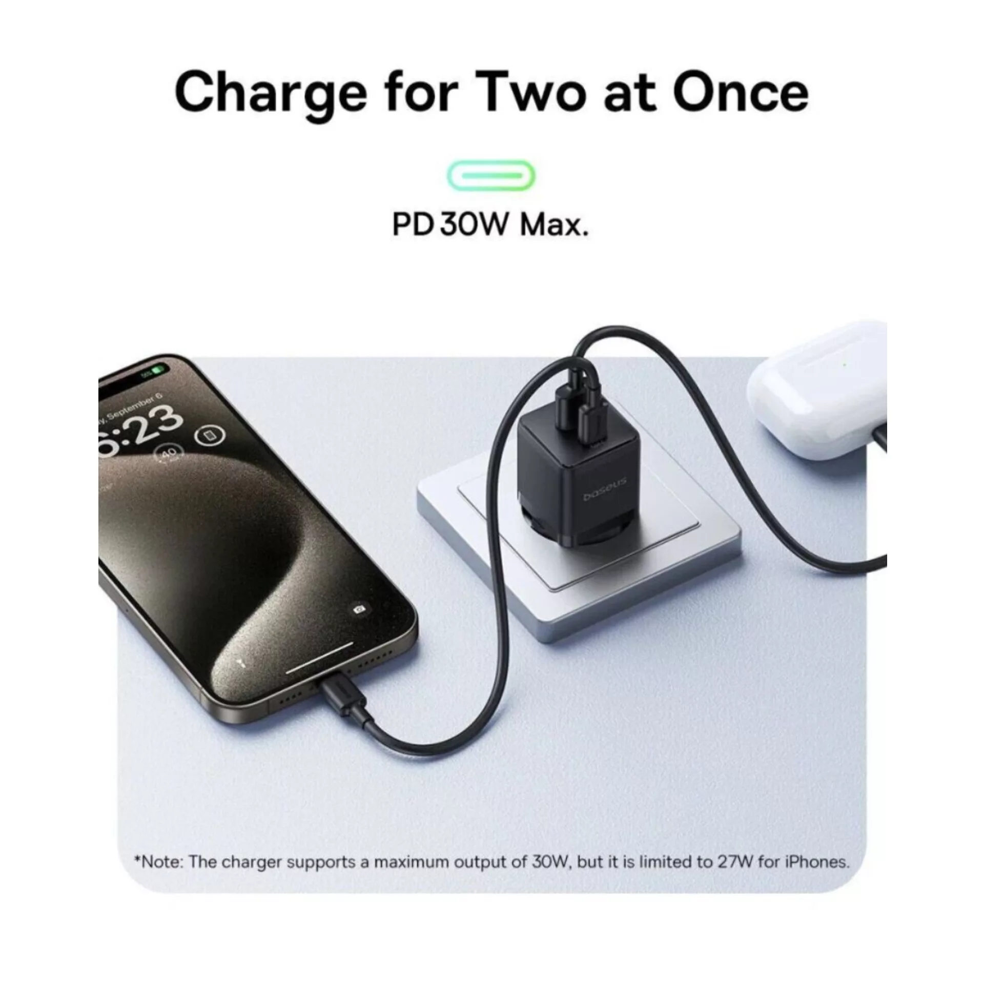شارژر دیواری 30 وات بیسوس مدل Palm 30W  به همراه کابل USB-C