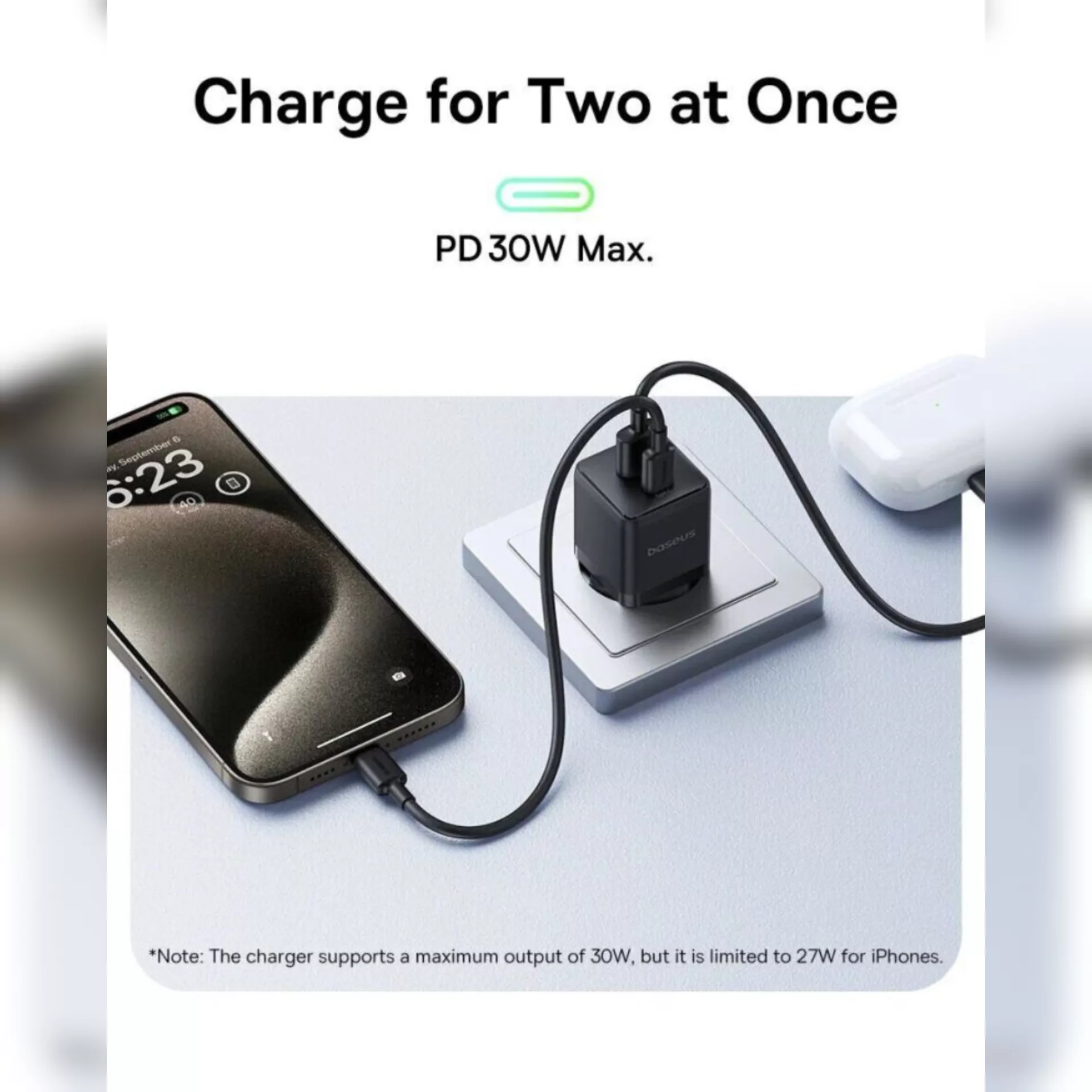 شارژر دیواری 30 وات بیسوس مدل Palm 30W  به همراه کابل USB-C