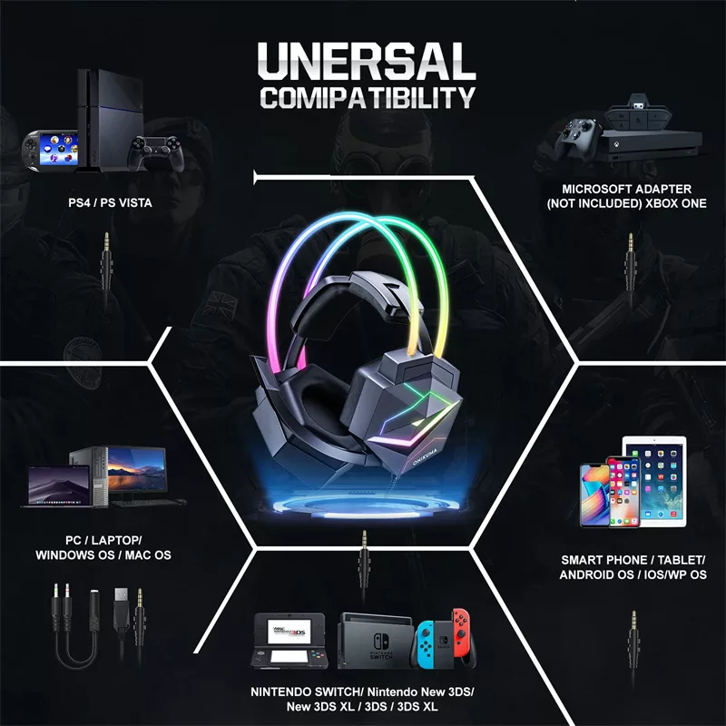 هدفون مخصوص بازی اونیکوما مدل X20 RGB-HEAD