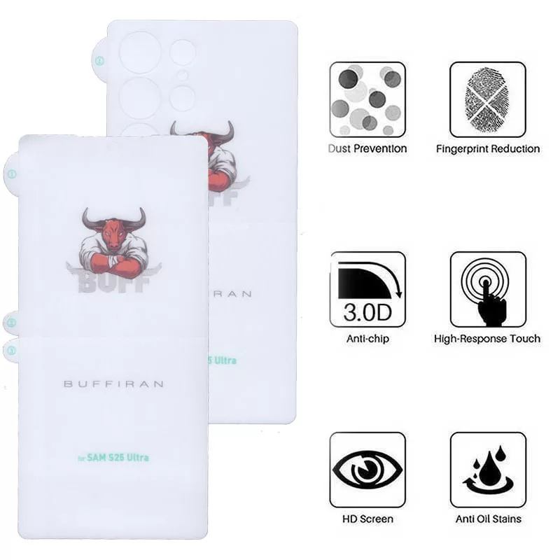 محافظ صفحه نمایش بوف مدل HydroBull مناسب برای گوشی موبایل سامسونگ Galaxy S25 Ultra به همراه محافظ پشت گوشی
