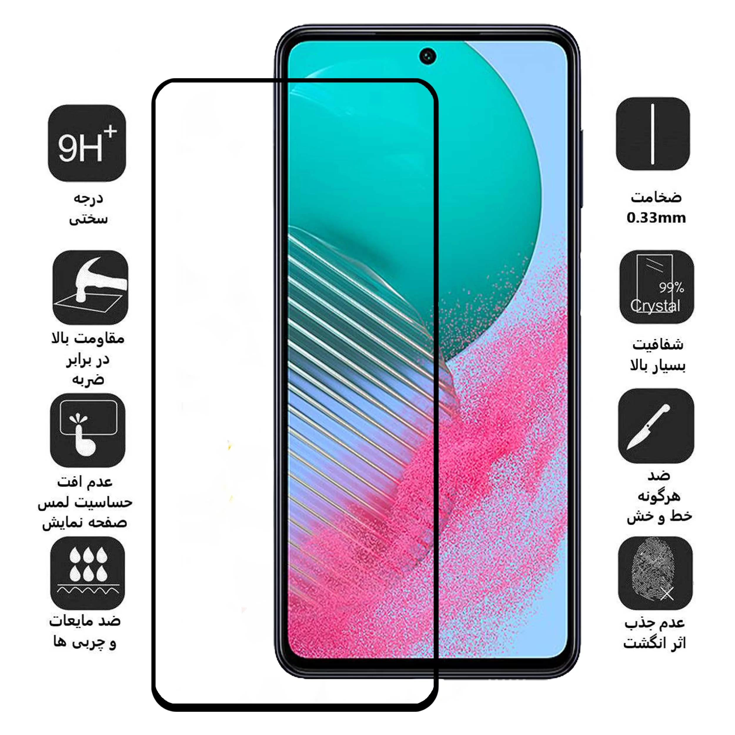 محافظ صفحه نمایش بوف مدل 5D-G مناسب برای گوشی موبایل سامسونگ Galaxy M54/F54/M53/A73 5G/S10 Lite/Note10 Lite