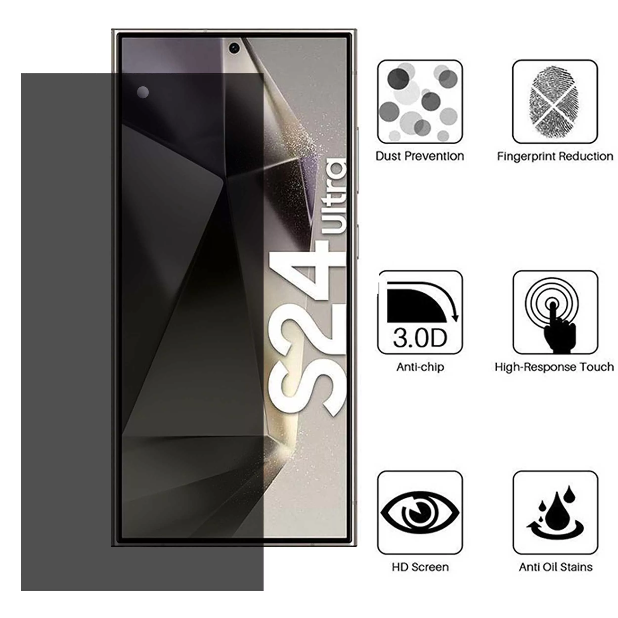محافظ صفحه نمایش حریم شخصی بوف مدل Silicone-Privacy مناسب برای گوشی موبایل سامسونگ Galaxy S24 Ultra