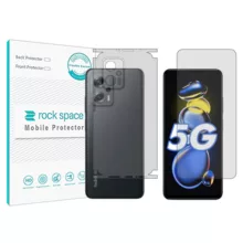 محافظ صفحه نمایش شفاف راک اسپیس مدل HyGEL  مناسب برای گوشی موبایل شیائومی Redmi Note 11T Pro به همراه محافظ پشت