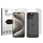 محافظ صفحه نمایش مات دیاموند مدل Tough مناسب برای گوشی موبایل اپل iPhone 15 Pro Max به همراه محافظ پشت گوشی