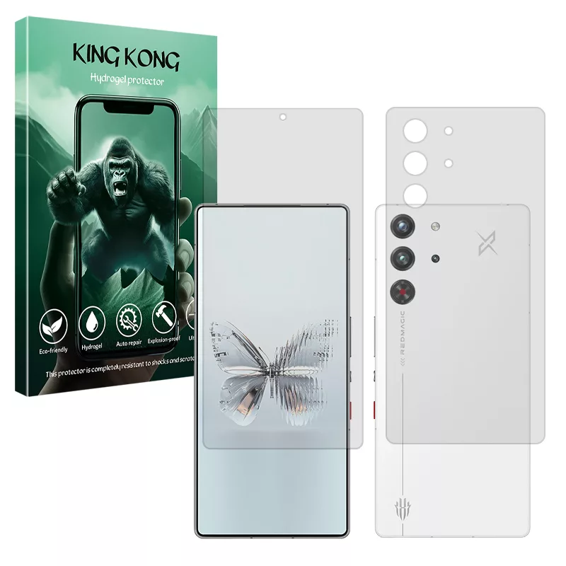 محافظ صفحه نمایش شفاف کینگ کونگ مدل Tough مناسب برای گوشی موبایل زد تی ای nubia RedMagic 10 Pro به همراه محافظ پشت گوشی محافظ صفحه نمایش شفاف کینگ کونگ مدل Tough مناسب برای گوشی موبایل زد تی ای nubia RedMagic 10 Pro به همراه محافظ پشت گوشی