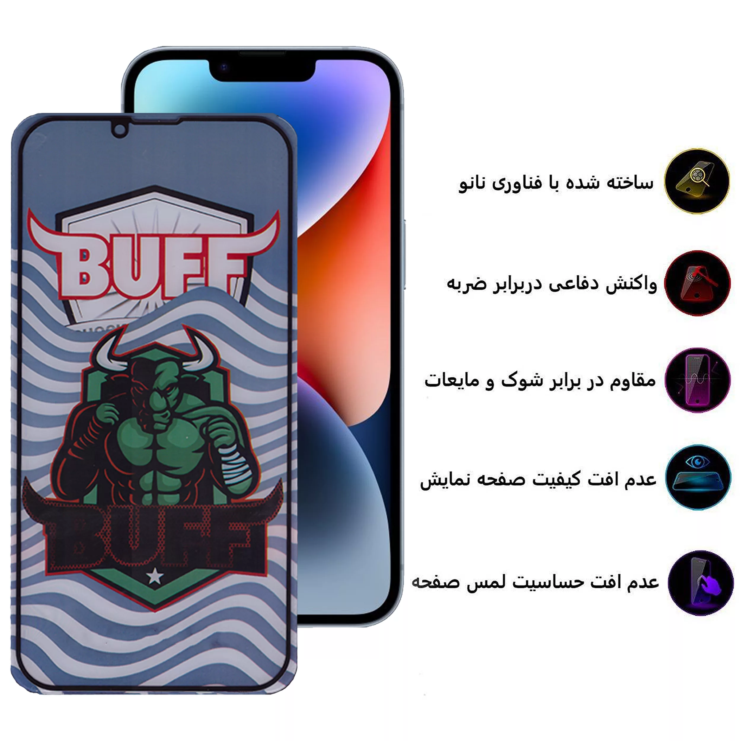 محافظ صفحه نمایش 5D بوف مدل Super Power مناسب برای گوشی موبایل اپل   iphone 13 Pro Max /iphone 14 Plus
