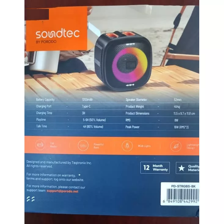اسپیکر بلوتوثی قابل حمل پرودو مدل Soundtec Flash RGB Portable Bluetooth 16W STRGBS