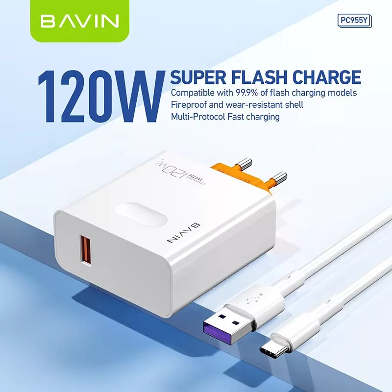 شارژر دیواری 120 وات باوین مدل PC955Y Fast Charging