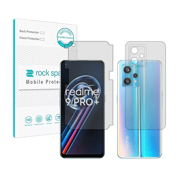 محافظ صفحه نمایش شفاف راک اسپیس مدل HyGEL مناسب برای گوشی موبایل ریلمی 9 Pro+ به همراه محافظ پشت گوشی و لنز محافظ صفحه نمایش شفاف راک اسپیس مدل HyGEL مناسب برای گوشی موبایل ریلمی 9 Pro+ به همراه محافظ پشت گوشی و لنز