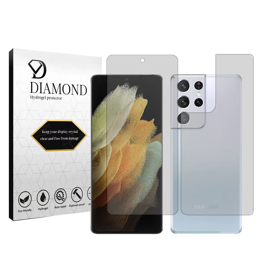 محافظ صفحه نمایش شفاف دیاموند مدل Tough مناسب برای گوشی موبایل سامسونگ Galaxy S21 Ultra 5G به همراه محافظ پشت گوشی محافظ صفحه نمایش شفاف دیاموند مدل Tough مناسب برای گوشی موبایل سامسونگ Galaxy S21 Ultra 5G به همراه محافظ پشت گوشی