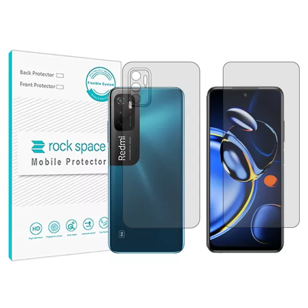 محافظ صفحه نمایش شفاف راک اسپیس مدل HyGEL  مناسب برای گوشی موبایل شیائومی Redmi 11SE به همراه محافظ پشت محافظ صفحه نمایش شفاف راک اسپیس مدل HyGEL  مناسب برای گوشی موبایل شیائومی Redmi 11SE به همراه محافظ پشت
