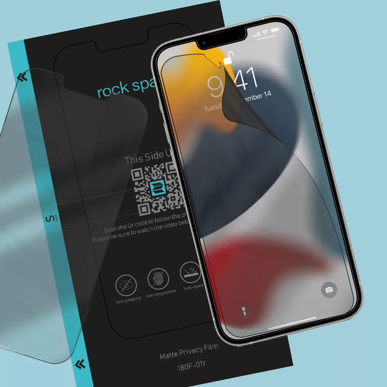 محافظ صفحه نمایش حریم شخصی راک اسپیس مدل 180F-01Y مناسب برای گوشی موبایل اپل iPhone 13 Mini