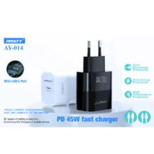 شارژر دیواری 45 وات انستی مدل AY-014 به همراه کابل تبدیل USB-C