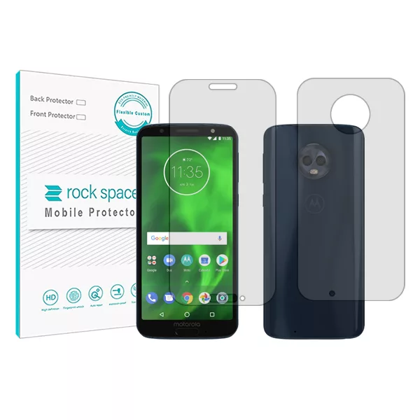 محافظ صفحه نمایش شفاف راک اسپیس مدل HyGEL مناسب برای گوشی موبایل موتورولا Moto G6 به همراه محافظ پشت گوشی محافظ صفحه نمایش شفاف راک اسپیس مدل HyGEL مناسب برای گوشی موبایل موتورولا Moto G6 به همراه محافظ پشت گوشی