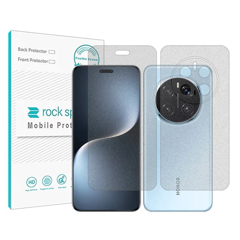 محافظ صفحه نمایش مات راک اسپیس مدل Resistant مناسب برای گوشی موبایل آنر Magic 7 Pro به همراه محافظ پشت گوشی محافظ صفحه نمایش مات راک اسپیس مدل Resistant مناسب برای گوشی موبایل آنر Magic 7 Pro به همراه محافظ پشت گوشی
