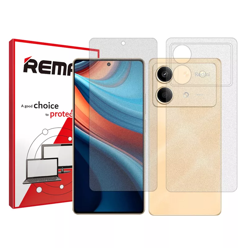 محافظ صفحه نمایش مات ریمکس مدل Resistant مناسب برای گوشی موبایل شیائومی Redmi Note 13R Pro به همراه محافظ پشت گوشی محافظ صفحه نمایش مات ریمکس مدل Resistant مناسب برای گوشی موبایل شیائومی Redmi Note 13R Pro به همراه محافظ پشت گوشی