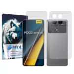 محافظ صفحه نمایش شفاف ولف مناسب برای گوشی موبایل شیائومی Poco X6 Pro به همراه محافظ پشت گوشی