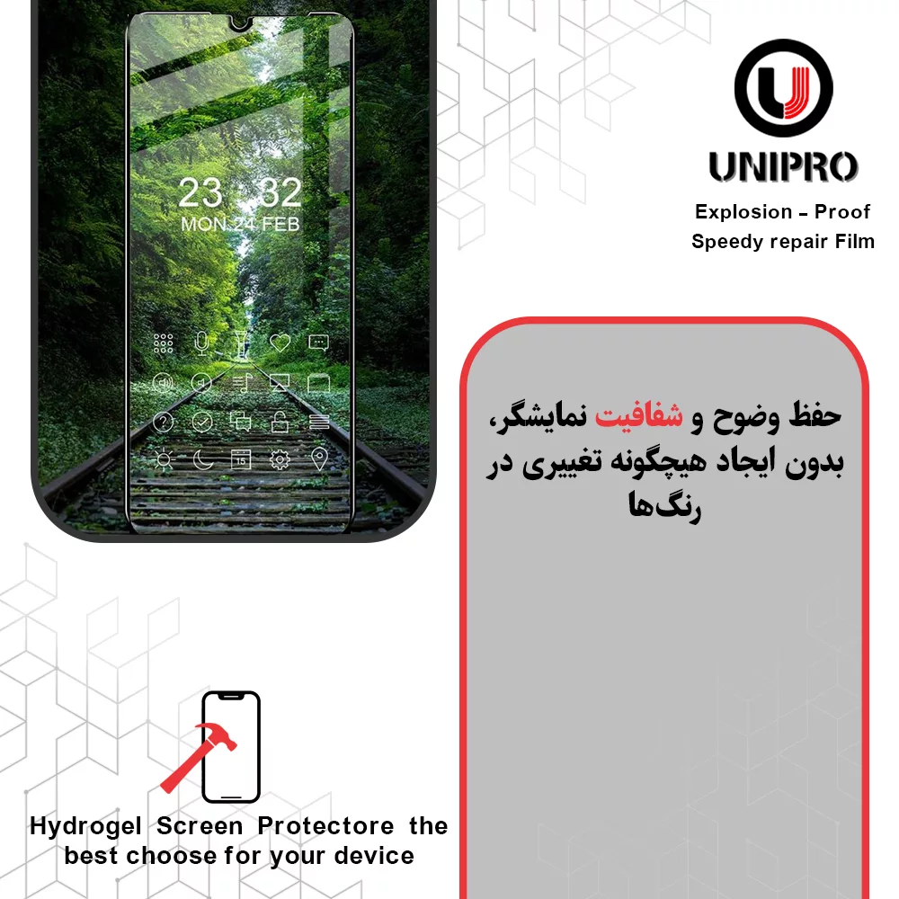 محافظ صفحه نمایش شفاف یونی پرو مدل Explosion Proof مناسب برای گوشی موبایل زد تی ای nubia RedMagic 10 Pro به همراه محافظ پشت گوشی