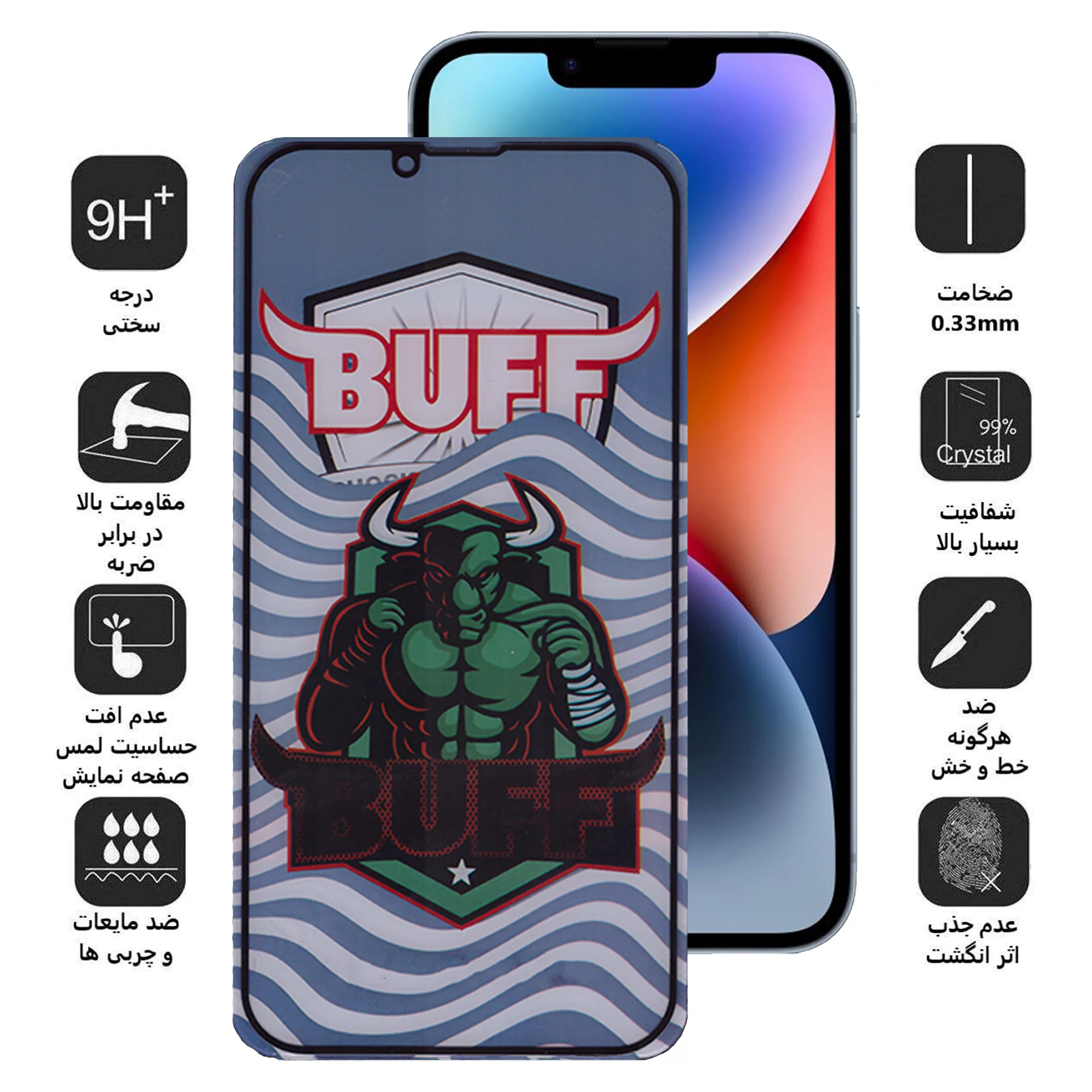 محافظ صفحه نمایش 5D بوف مدل Super Power مناسب برای گوشی موبایل اپل   iphone 13 Pro Max /iphone 14 Plus