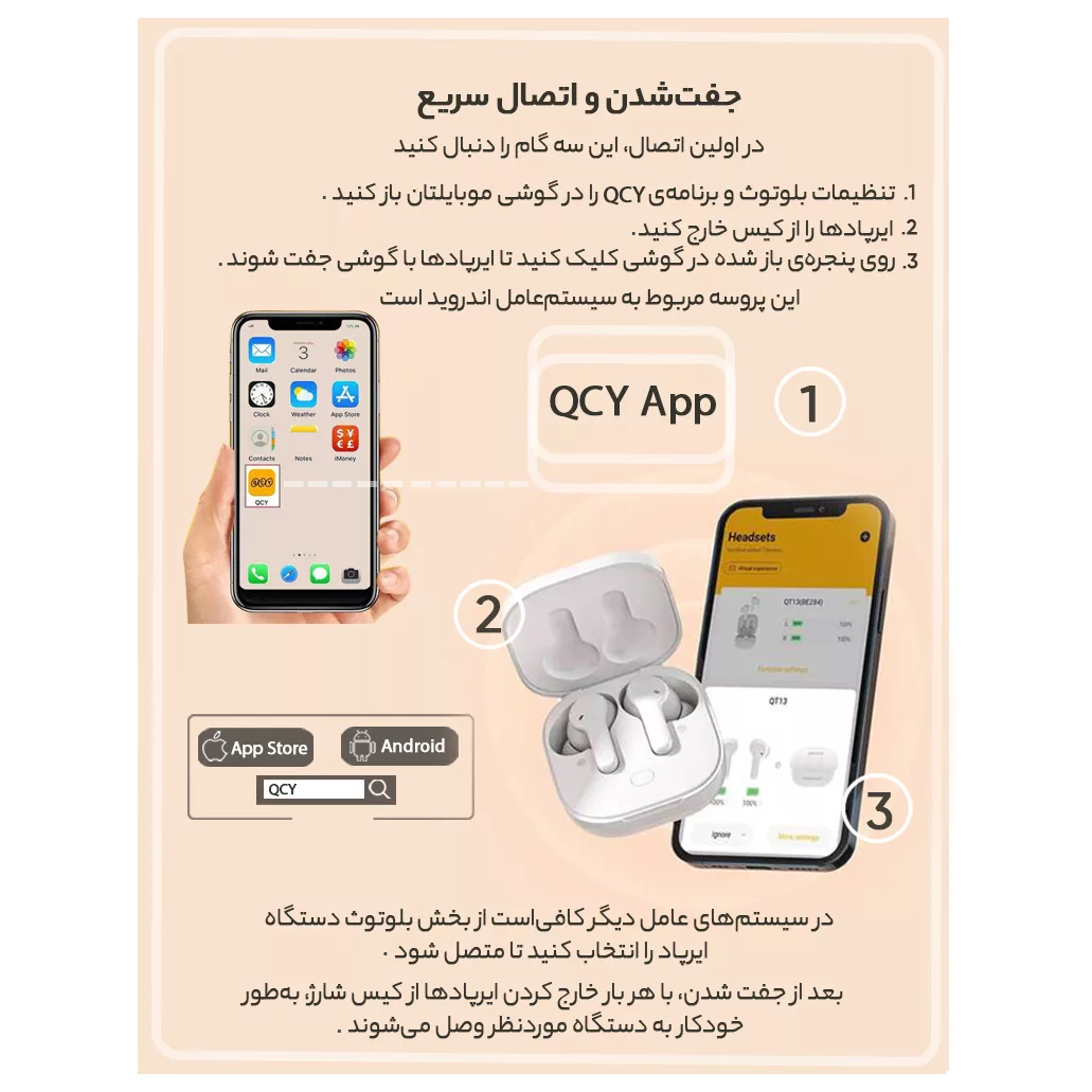 هدفون بلوتوثی کیو سی وای مدل T13 TWS - طرح فروش چکی