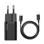 شارژر دیواری باسئوس Quick Charger 25W به همراه کابل تبدیل  usb-c