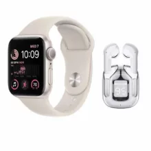 ساعت هوشمند مدل WS 77 MAX دارای قابلیت کنترل سطح اکسیژن خون و قابلیت مکالمه از طریق بلوتوث با بند سیلیکونی به همراه ایرپاد