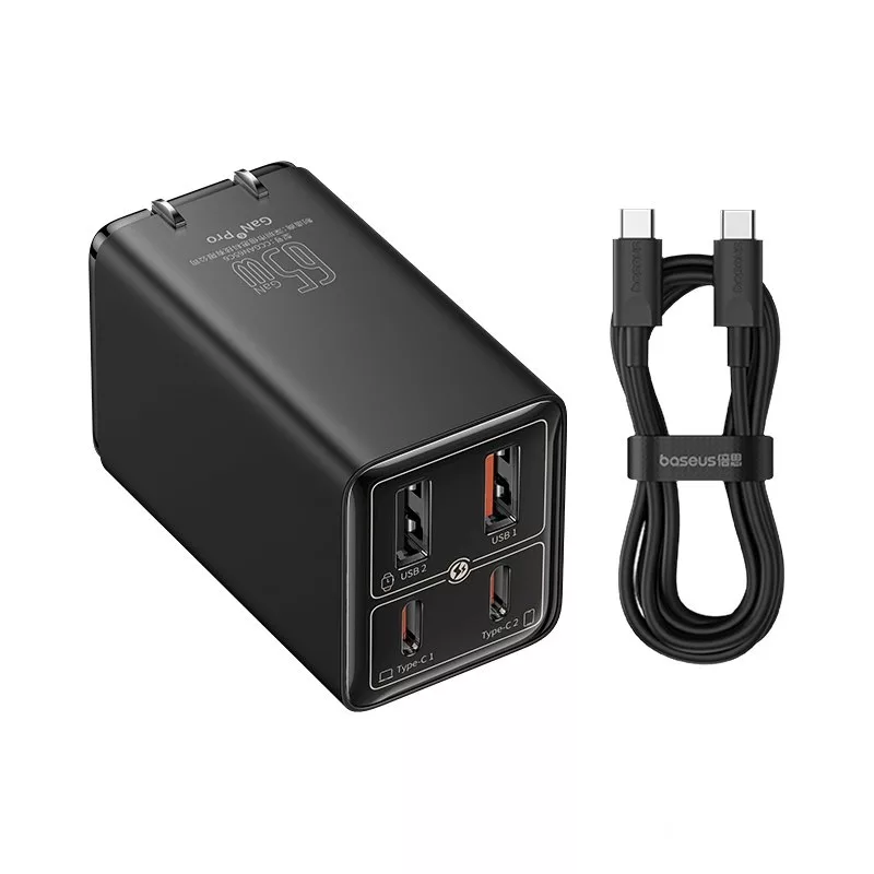 شارژر دیواری 65 وات بیسوس مدل  GAN6 PRO CCGAN65S6 به همراه کابل USB-C