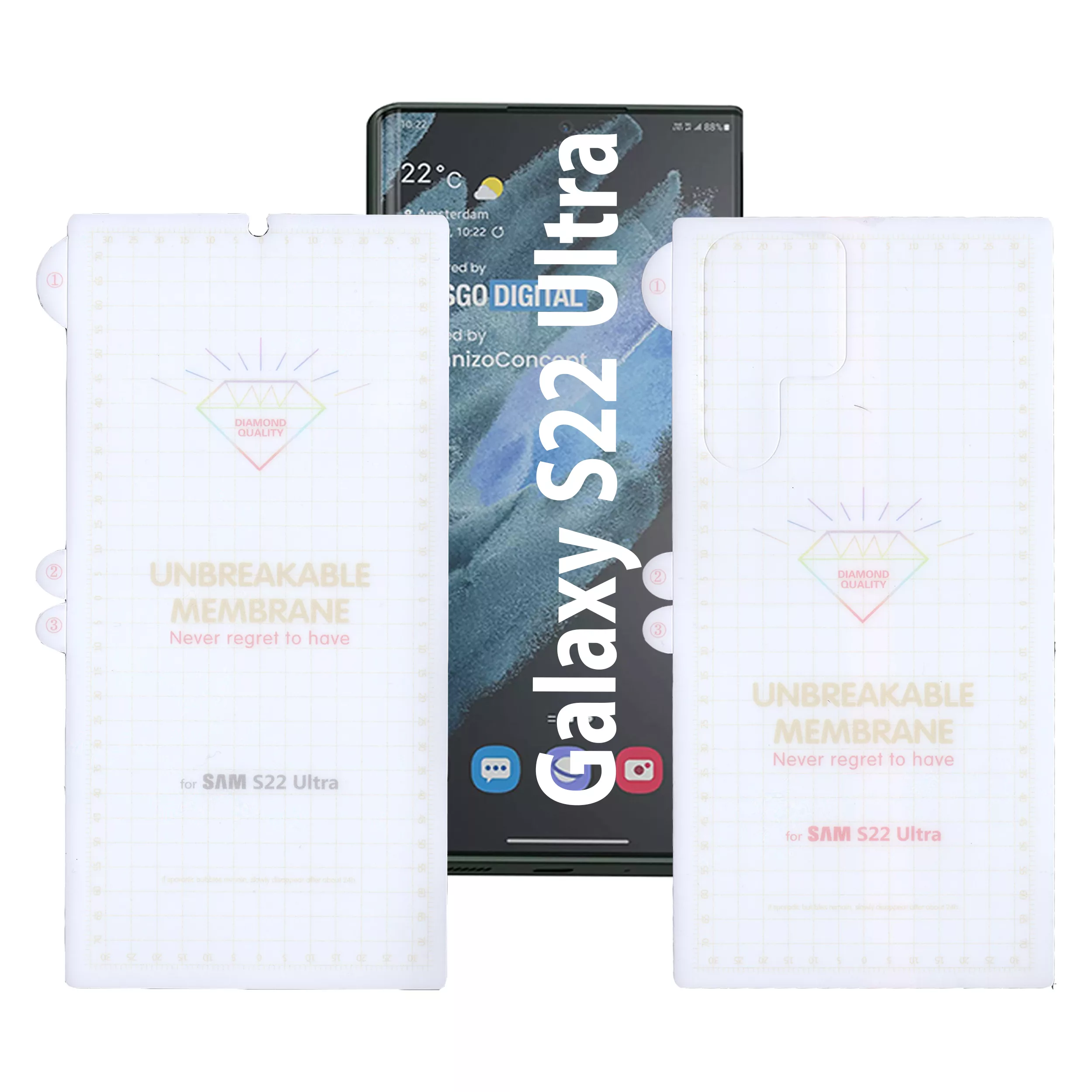 محافظ صفحه نمایش بوف مدل Hydrogel مناسب برای گوشی موبایل سامسونگ Galaxy S22 Ultra به همراه محافظ پشت گوشی