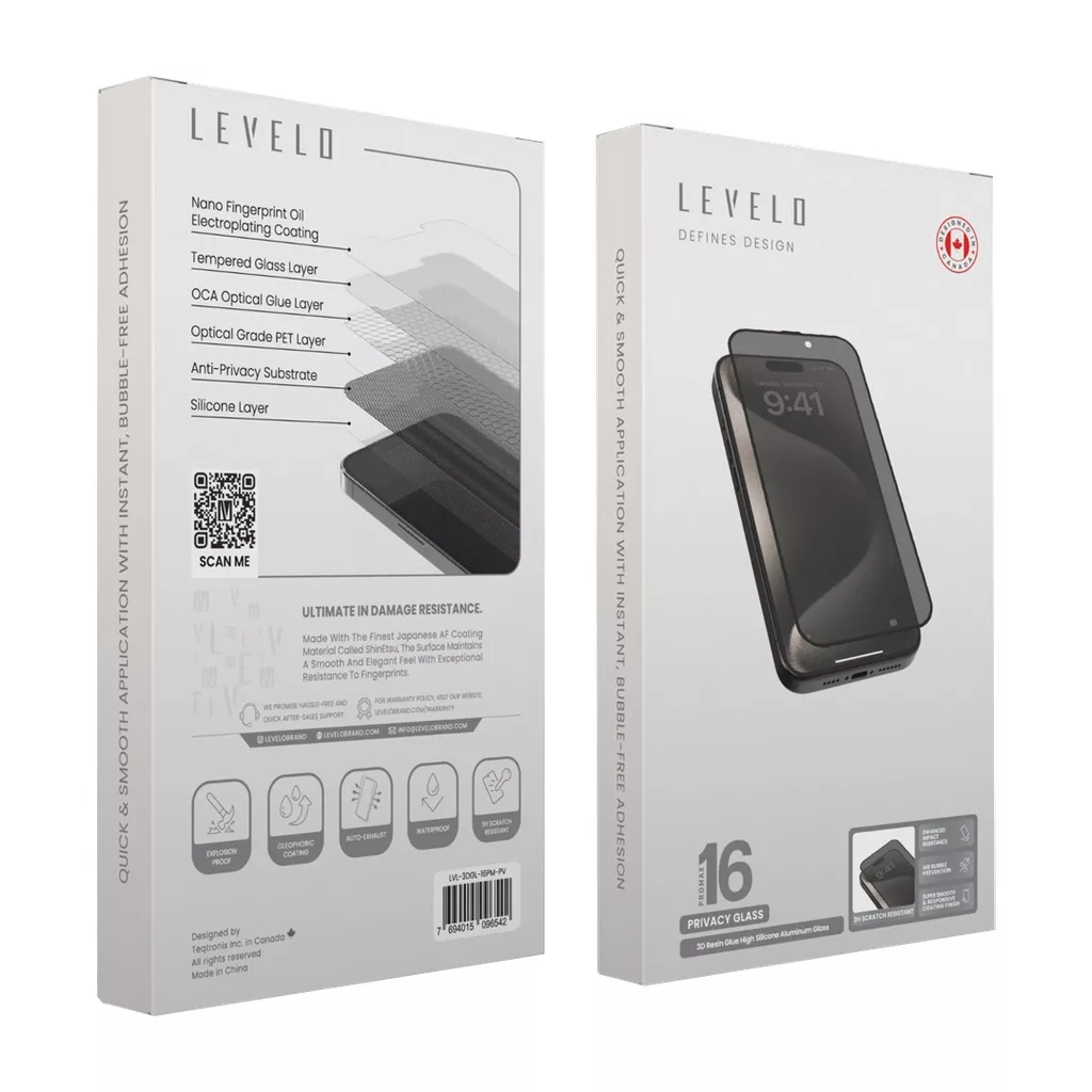 محافظ صفحه نمایش لِولو مدل 3D Resin Glue Privacy مناسب برای گوشی موبایل اپل iPhone 16 Pro Max
