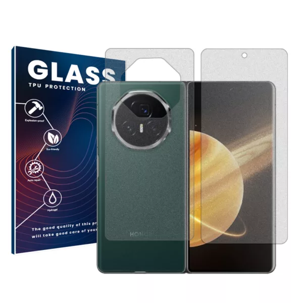 محافظ صفحه نمایش مات گلس مدل Resistant مناسب برای گوشی موبایل آنر Magic V3 به همراه محافظ پشت گوشی