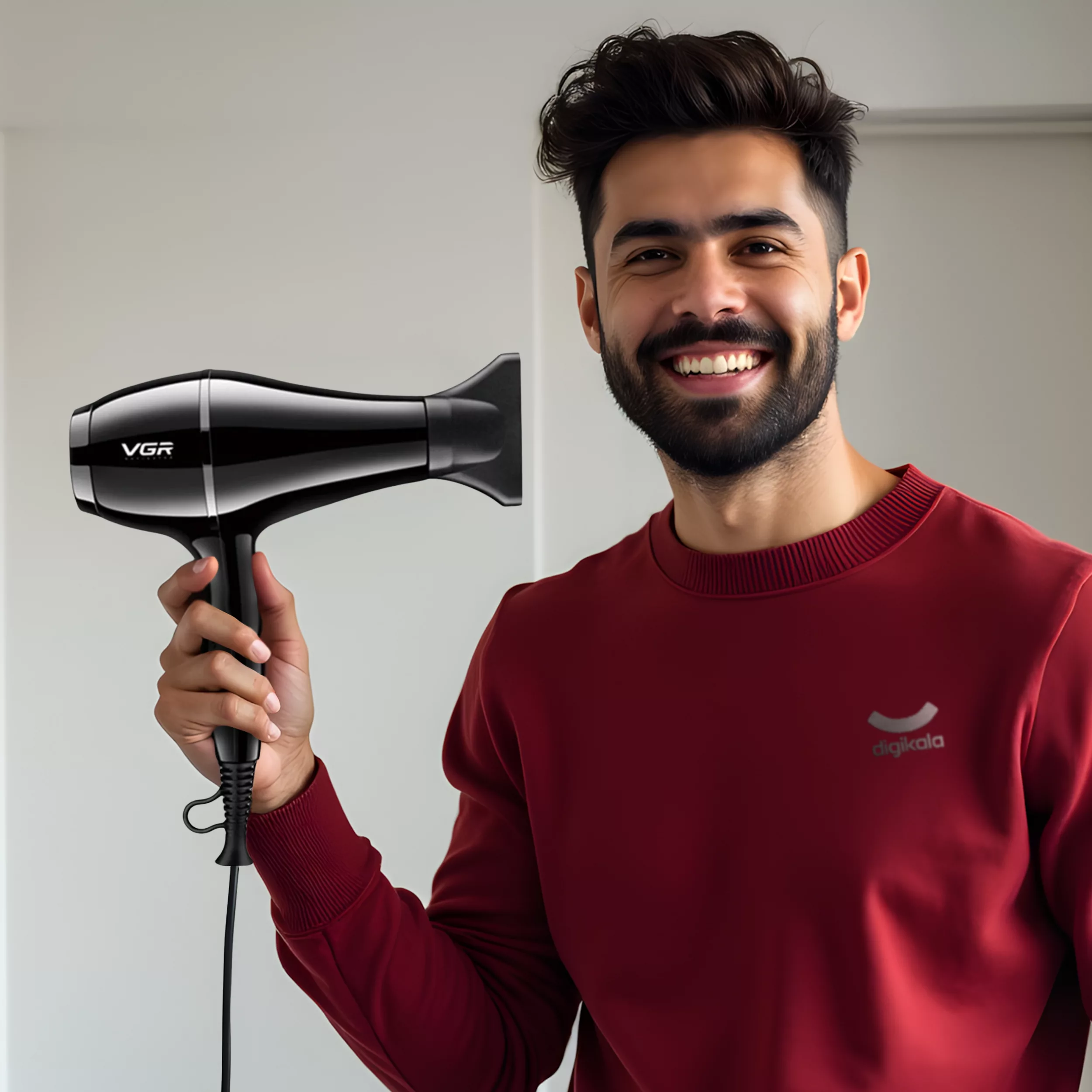 سشوار حرفهای وی جی ار مدل V-414، موتور AC با توان مصرفی 2200 وات، دارای فناوری تولید یون، دارای حلقه آویختن، با حالت صافکننده و حجمدهنده، وزن 802 گرم، تنظیم حرارت 3 حالته و کنترل سرعت 2 حالته، به همراه 3 عدد سری متمرکزکننده