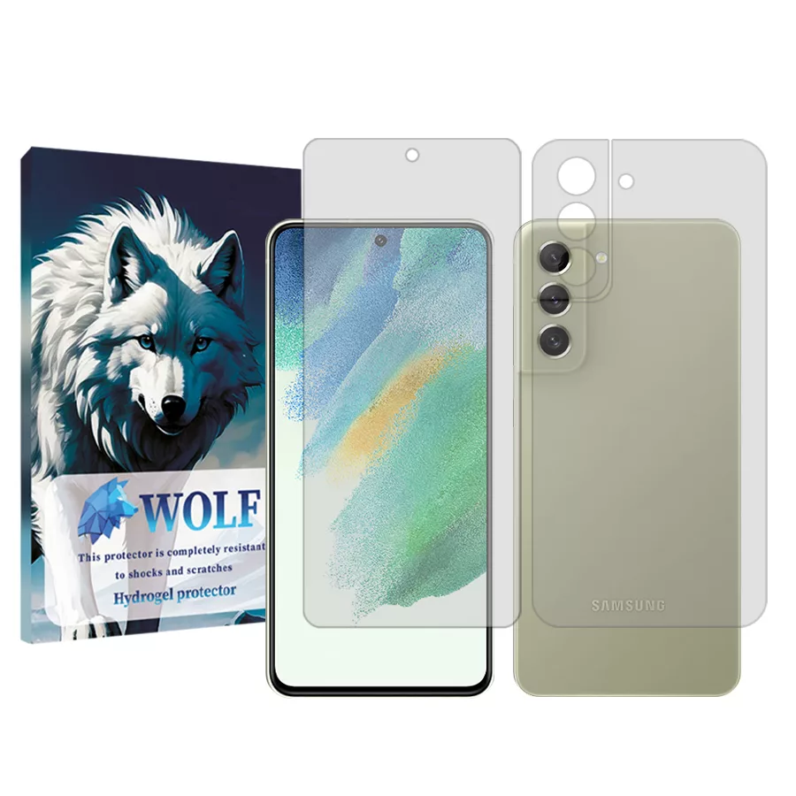 محافظ صفحه نمایش ولف مدل Tough مناسب برای گوشی موبایل سامسونگ  Galaxy S21 FE به همراه محافظ پشت گوشی محافظ صفحه نمایش ولف مدل Tough مناسب برای گوشی موبایل سامسونگ  Galaxy S21 FE به همراه محافظ پشت گوشی