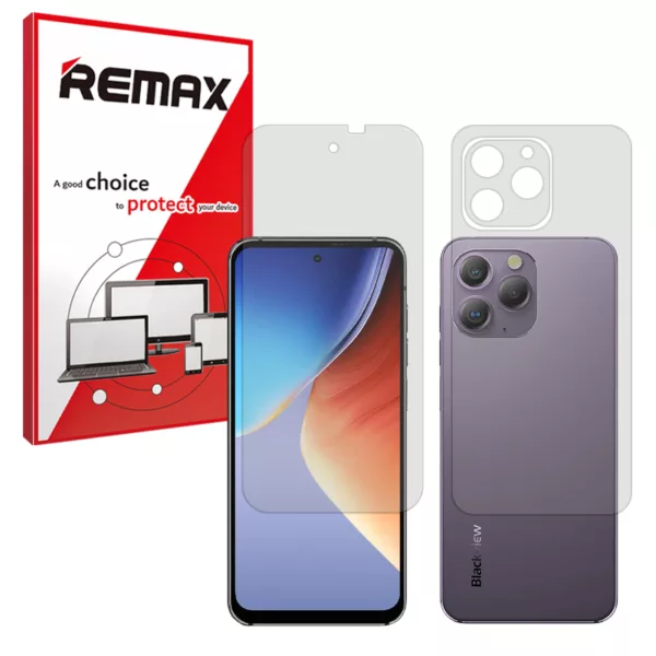محافظ صفحه نمایش شفاف ریمکس مدل Resistant مناسب برای گوشی موبایل بلک ویو A96 به همراه محافظ پشت گوشی