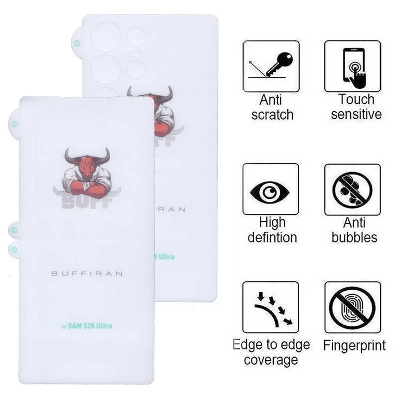 محافظ صفحه نمایش بوف مدل HydroBull مناسب برای گوشی موبایل سامسونگ Galaxy S25 Ultra به همراه محافظ پشت گوشی