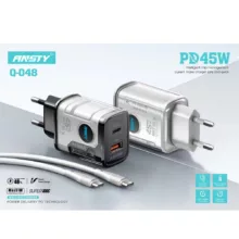 شارژر دیواری 45 وات انستی مدل Q048 به همراه کابل تبدیل USB-C