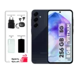 گوشی موبایل سامسونگ مدل Galaxy A55 دو سیم کارت ظرفیت 256 گیگابایت و رم 8 گیگابایت - ویتنام - به همراه شارژر 25 واتی سامسونگ، هدفون بلوتوثی انکر مدل Soundcore R50i، محافظ صفحه نمایش و قاب ژلهای