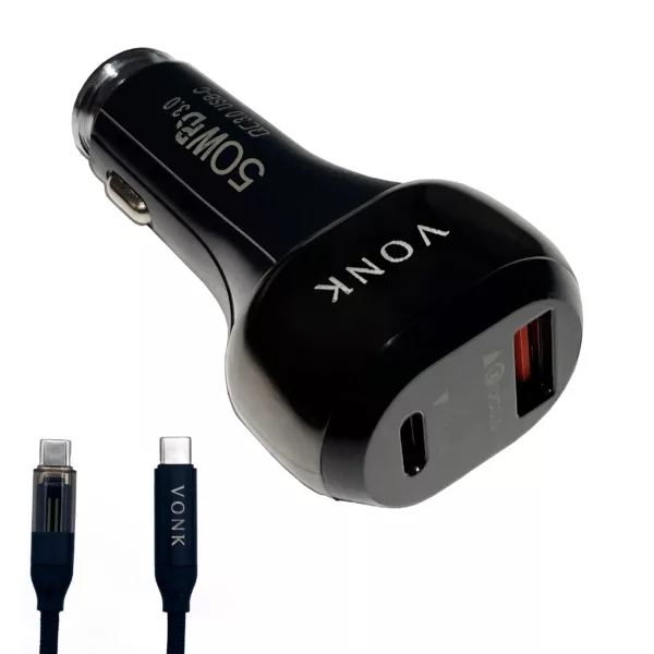 شارژر فندکی 50 وات وونک مدل VC50 به همراه کابل USB-C