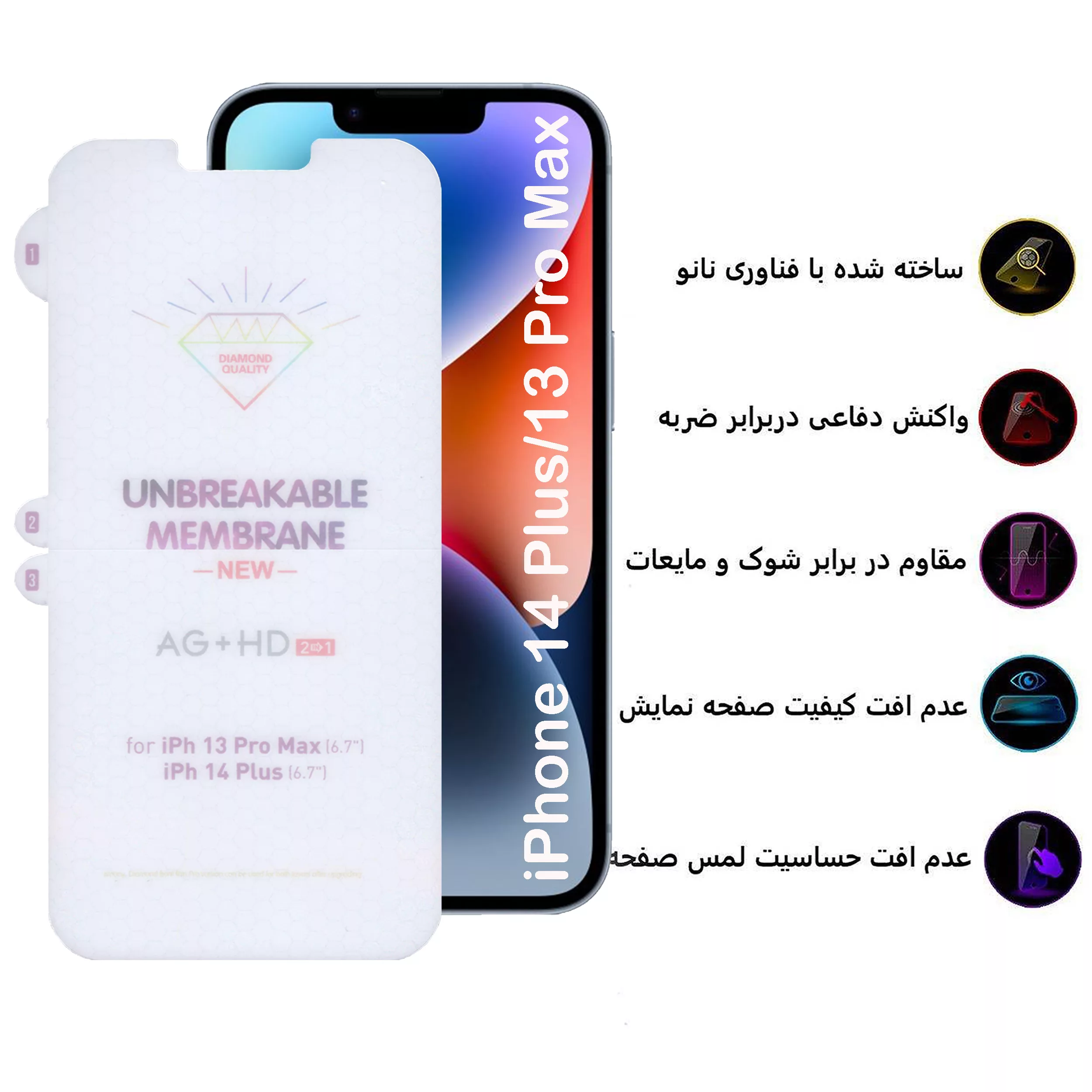 محافظ صفحه نمایش بوف مدل Hydrogel-Double-G مناسب برای گوشی موبایل اپل iPhone 14 Plus / iPhone 13 Pro Max