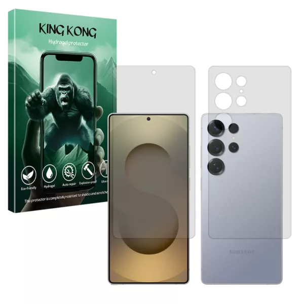 محافظ صفحه نمایش شفاف کینگ کونگ مدل Tough مناسب برای گوشی موبایل سامسونگ Galaxy S25 Ultra به همراه محافظ پشت گوشی