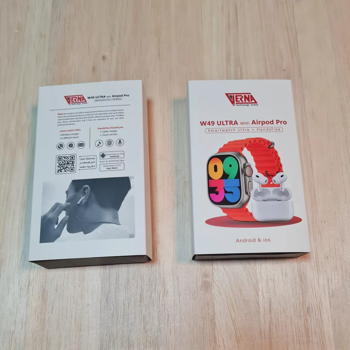 ساعت هوشمند ورنا مدل W49 Ultra with airpod pro به همراه هدفون بلوتوثی